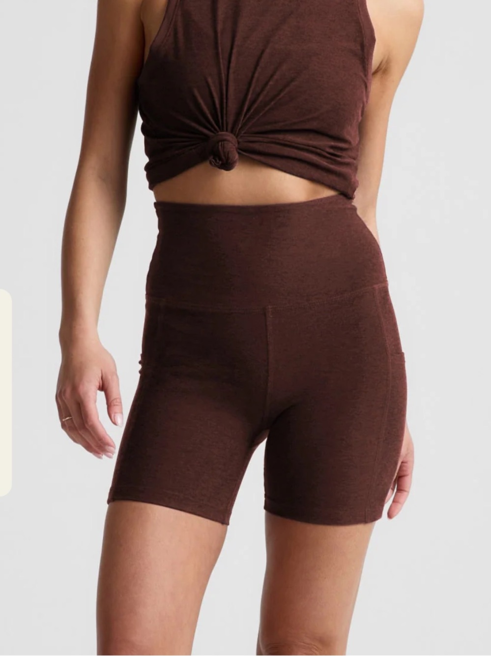 Beyond Yoga Spacedye Keep Pace 5" Bike Shorts Iced Mocha Heather Brown XS
